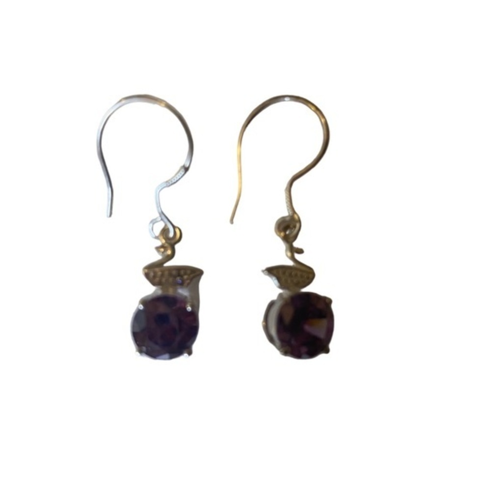 🌺Simulated amethyst Dangling Earrings in sterling silver - Picture 5 of 5